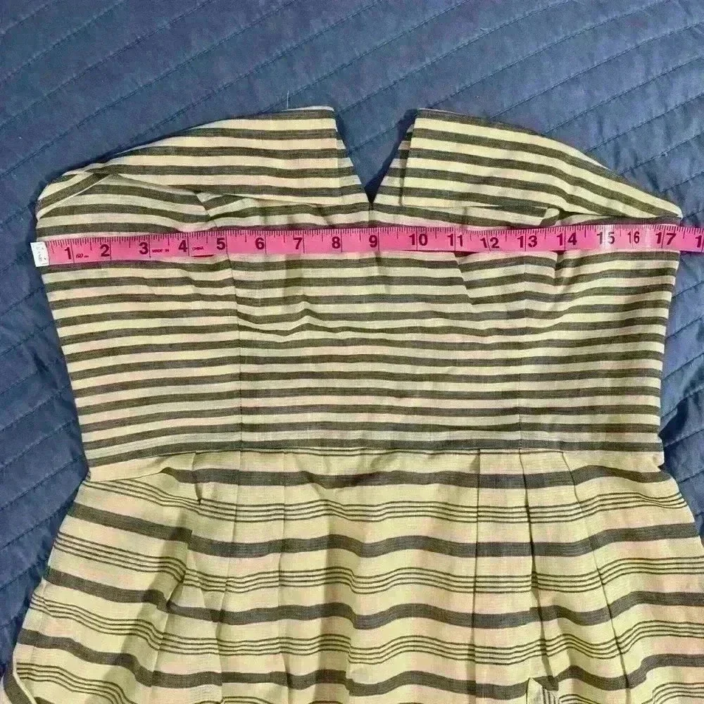 Anthropologie Maeve Changing Stripes Strapless Linen Dress with pockets - Picture 10 of 12